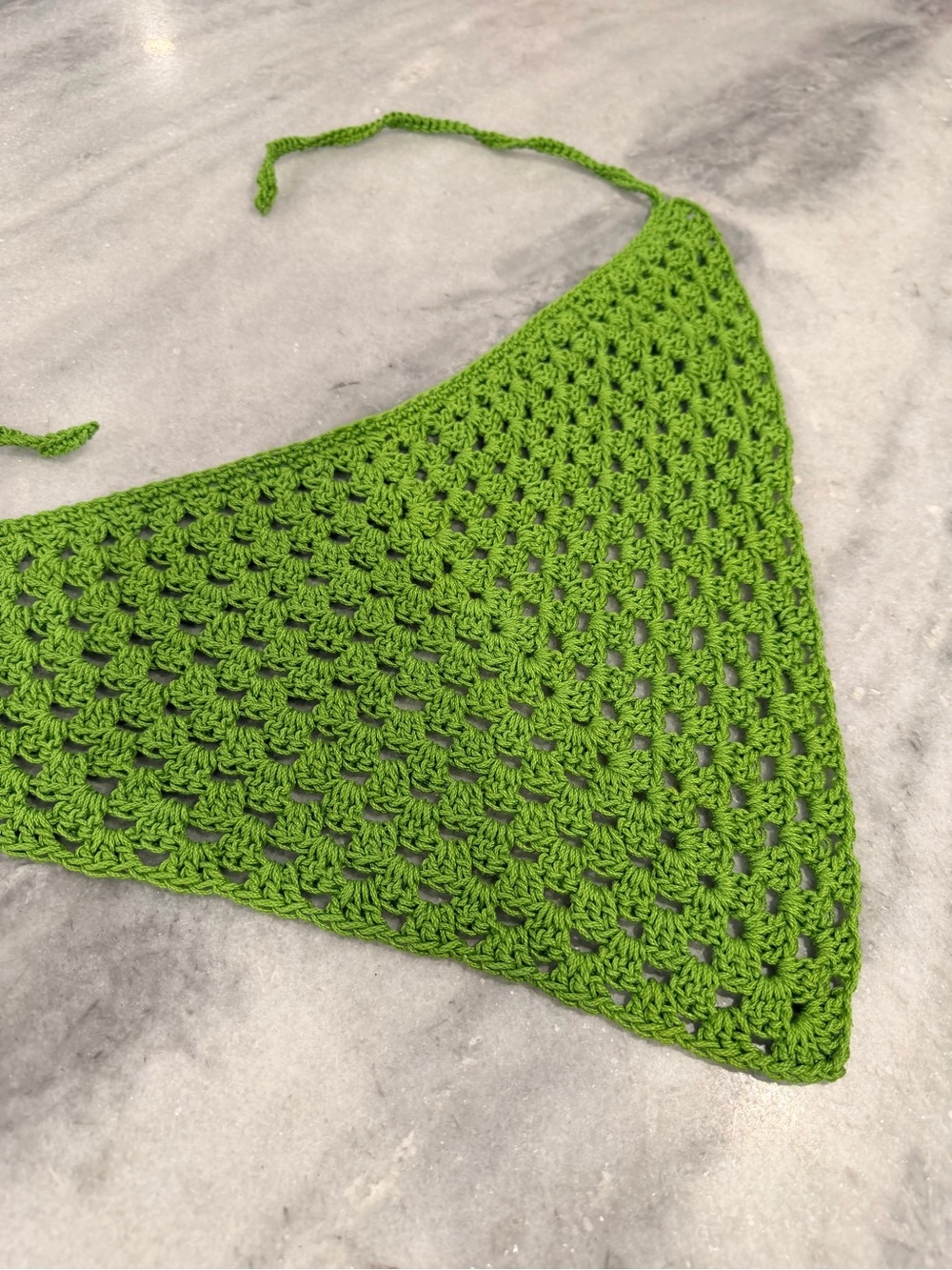 Handmade Crochet Bandana Head Scarf Cotton Boho Triangle Wrap Fest Cottagecore